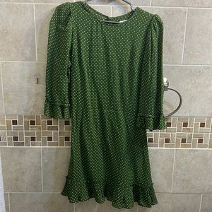 Reformation Green and White Polka Dot Doutzen Dress